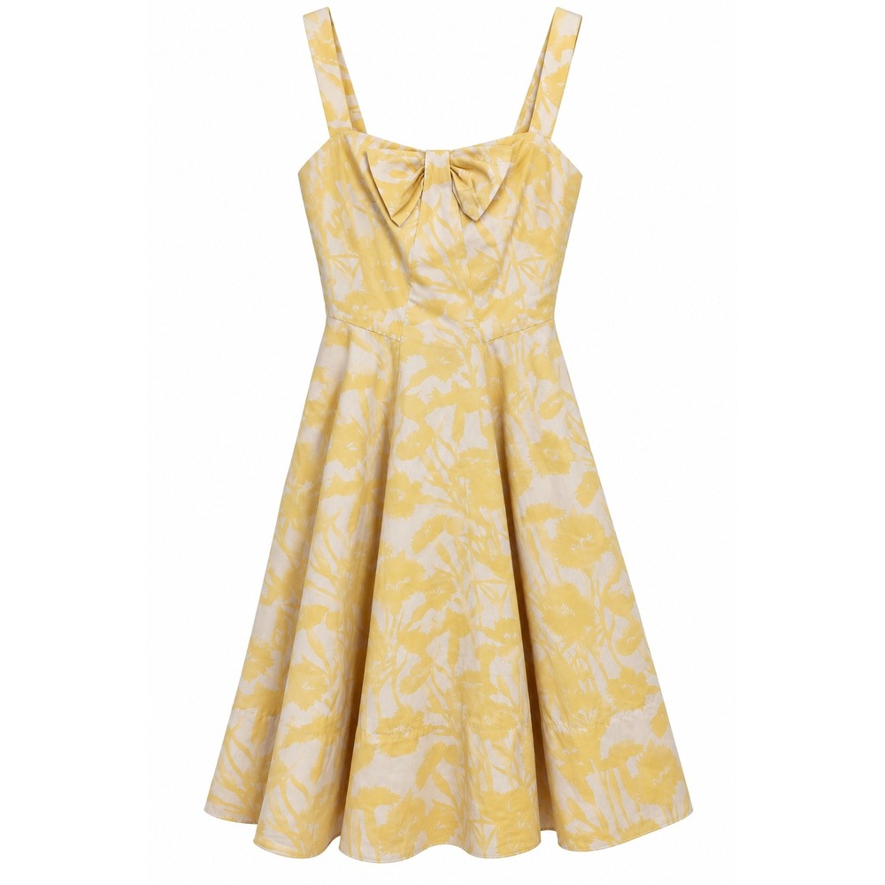 Marc Jacobs Floral Cotton Bow Front Fit and Flare Sundress Yellow Sz 2 Classic